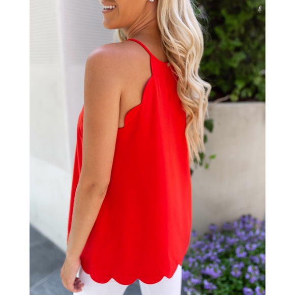 Last one. Red (L) Scalloped tank - Picture 2 of 5